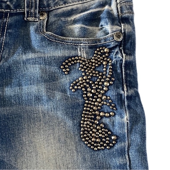 GUESS Premium blue denim studded shorts cutoffs - Picture 3 of 10